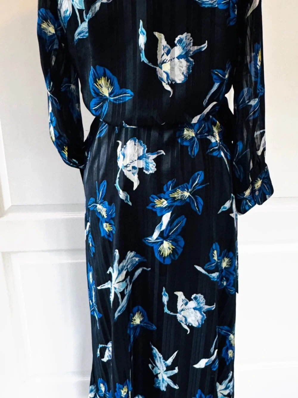 Banana Republic Black Maxi Dress with Blue & White Floral Print - Picture 2 of 6